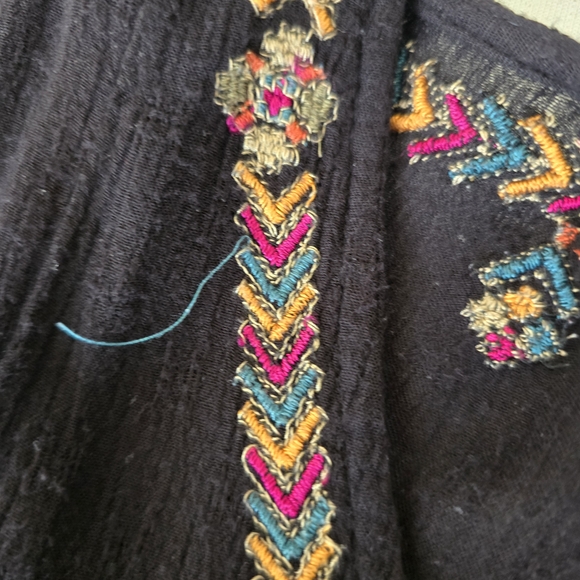 Free People Arianna Black Embroidered Boho Tunic Top Medium - Picture 13 of 14